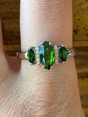 Natural Chrome Diopside Sterling Silver Ring Size 10